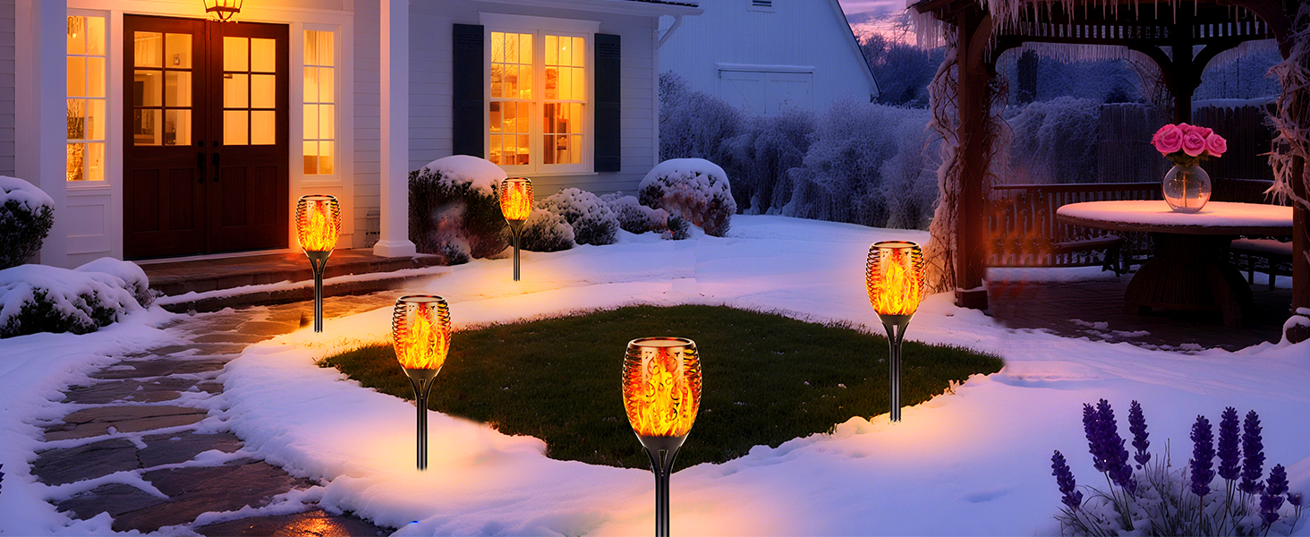 Walensee Solar Lights Outdoor with Flickering Flame,96 LED Solar